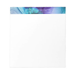 Teal and Purple Alcohol Ink Liquid Abstract Art Notepad