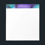 Teal and Purple Alcohol Ink Liquid Abstract Art Notepad<br><div class="desc">This design has been accented with a piece of original abstract art at the top. The fluid art form - in shades of teal and purple - reminds some of abstract watercolor, though the effect is achieved by the use of "alcohol inks". Use the template field to add your name...</div>