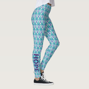 Teal and Purple Awareness Ribbon Angel Leggings