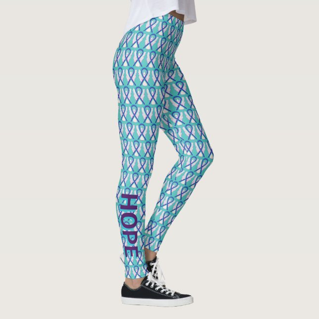 Teal and Purple Awareness Ribbon Angel Leggings (Right)