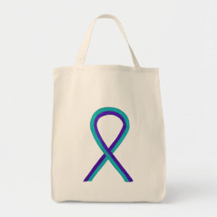 Teal and Purple Awareness Ribbon Custom Tote Bag