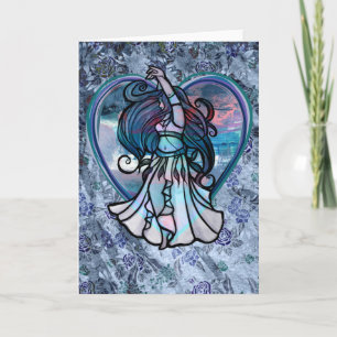 Teal and Purple Belly Dancer Love Heart            Card