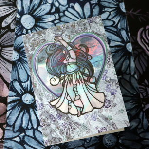 Teal and Purple Belly Dancer Love Heart       Card