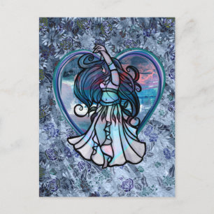 Teal and Purple Belly Dancer Love Heart Postcard
