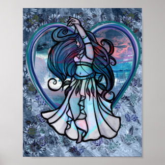 Teal and Purple Belly Dancer Love Heart            Poster
