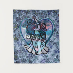 Teal and Purple Belly Dancer Love Heart            Tapestry