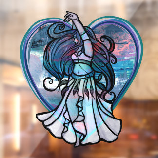 Teal and Purple Belly Dancer Love Heart            Window Cling