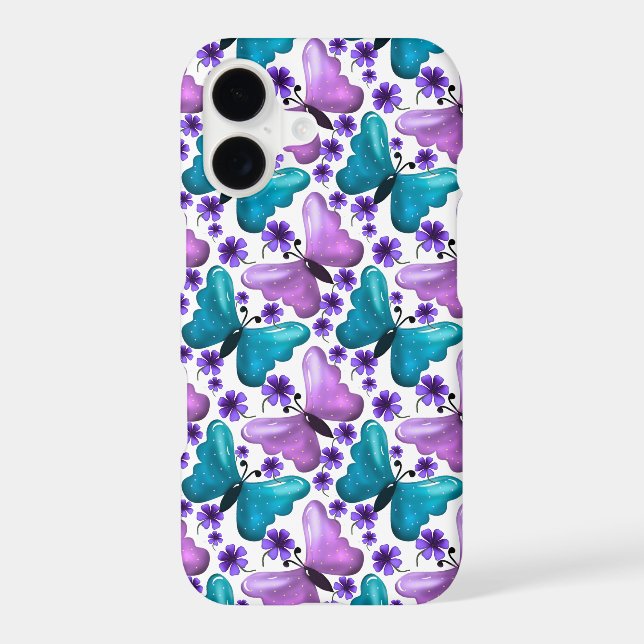 Teal and purple butterfly floral pattern  (Back)