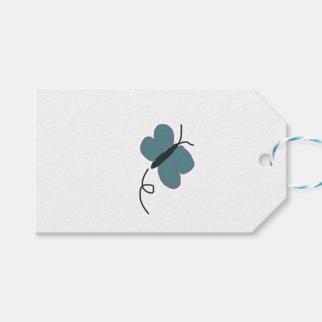 Teal And Purple Butterfly  Gift Tags (Front (Horizontal))