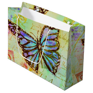 Teal and purple butterfly  large gift bag