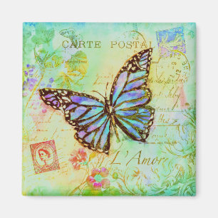 Teal and purple butterfly magnet
