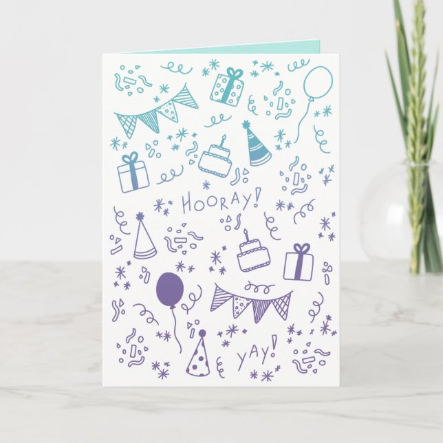 Teal And Purple Celebration Card (Front)
