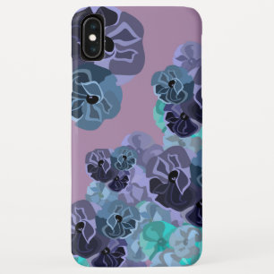 Teal and Purple Cute Vintage Floral Print iPhone XS Max Case