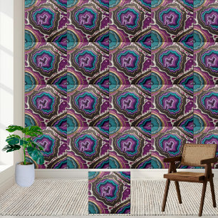 Teal and Purple Geode Resin Art Tile