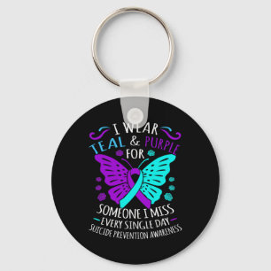 Teal And Purple Happy Suicide Awareness Support Gr Key Ring