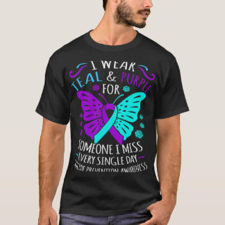 Teal And Purple Happy Suicide Awareness Support Gr T-Shirt
