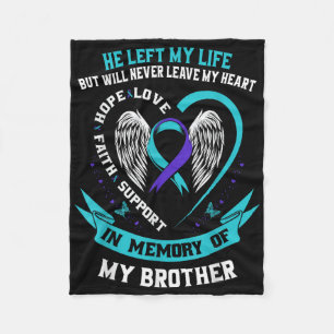 Teal And Purple In Memory Of My Brother Suicide Aw Fleece Blanket