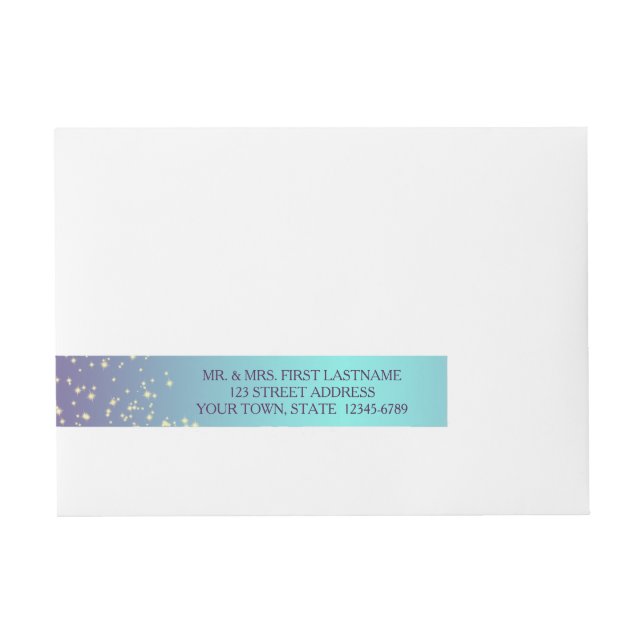 Teal and Purple Ombre' Sparkle Wraparound Address Label (Front)