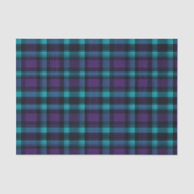 Teal and purple plaid tissue paper (Front)