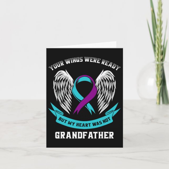 Teal And Purple Ribbon Suicide Awareness Grandfath Card (Front)