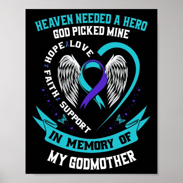 Teal And Purple Ribbon Suicide Awareness Shirt God Poster (Front)