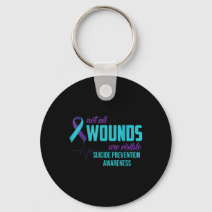 Teal And Purple Ribbon Suicide Prevention Awarenes Key Ring