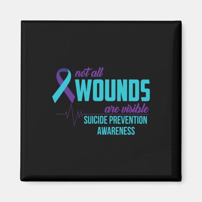 Teal and Purple Ribbon Suicide Prevention Awarenes Magnet (Front)