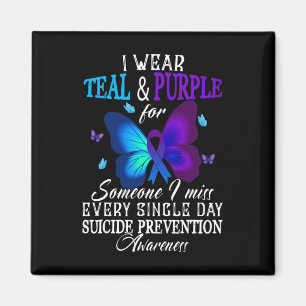 Teal and Purple Ribbon Suicide Prevention Awarenes Magnet