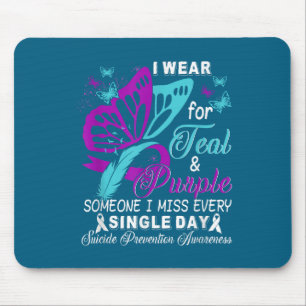 Teal And Purple Ribbon Suicide Prevention Awarenes Mouse Mat