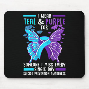 Teal and Purple Ribbon Suicide Prevention Awarenes Mouse Mat