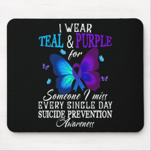 Teal and Purple Ribbon Suicide Prevention Awarenes Mouse Mat