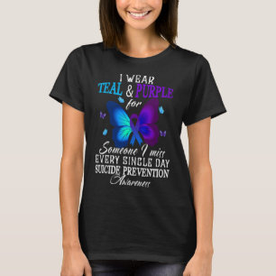 Teal and Purple Ribbon Suicide Prevention Awarenes T-Shirt