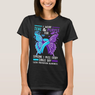 Teal and Purple Ribbon Suicide Prevention Awarenes T-Shirt