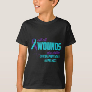 Teal and Purple Ribbon Suicide Prevention Awarenes T-Shirt
