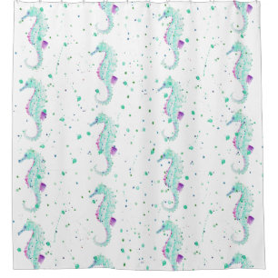 Teal and Purple Seahorse Shower Curtain