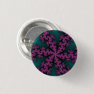 Teal and Purple Snowflake 3 Cm Round Badge