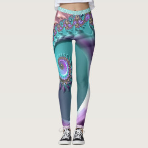 Teal and Purple Spiral Fractal Leggings
