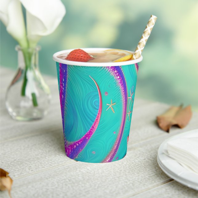  Teal and Purple Starfish Beachy  Paper Cups (Insitu)