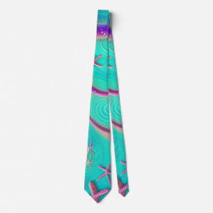  Teal and Purple Starfish Beachy  Tie