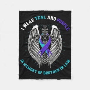 Teal And Purple Suicide Awareness Brother In Law C Fleece Blanket