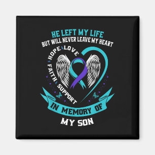 Teal And Purple Suicide Awareness Ribbon In Memory Magnet