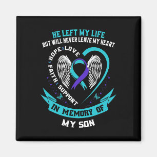 Teal and Purple Suicide Awareness Ribbon In Memory Magnet