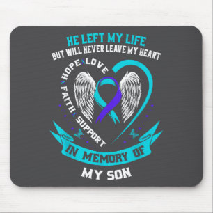 Teal And Purple Suicide Awareness Ribbon In Memory Mouse Mat