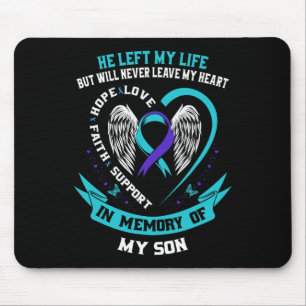 Teal and Purple Suicide Awareness Ribbon In Memory Mouse Mat