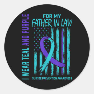 Teal And Purple Suicide Awareness Shirt Father In  Classic Round Sticker