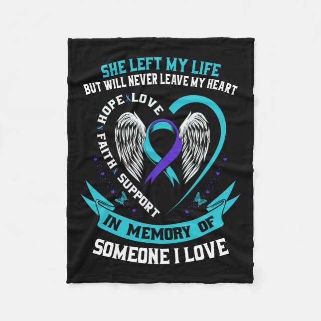 Teal And Purple Suicide Awareness Shirt Someone I  Fleece Blanket (Front)