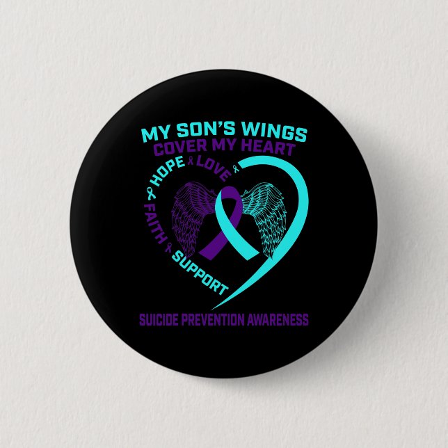 Teal and Purple Suicide Prevention Awareness Son H 6 Cm Round Badge (Front)