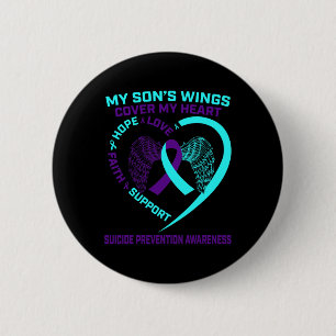 Teal and Purple Suicide Prevention Awareness Son H 6 Cm Round Badge