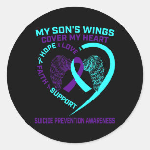 Teal and Purple Suicide Prevention Awareness Son H Classic Round Sticker