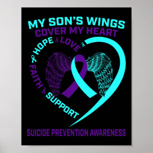 Teal and Purple Suicide Prevention Awareness Son H Poster